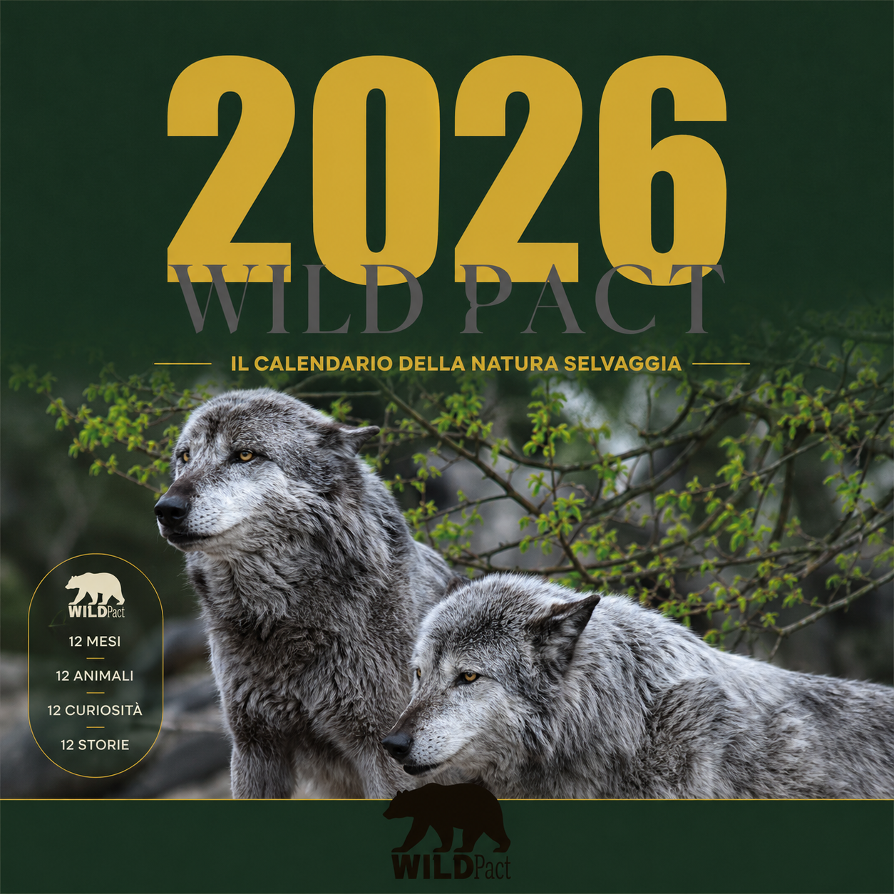 Calendario WILD Pact 2026 — 12 Animali, 12 Storie